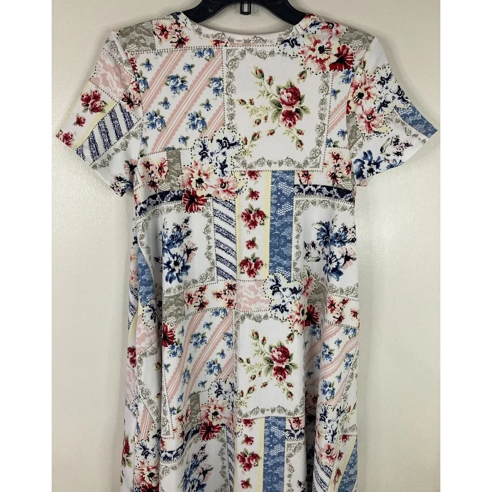 LuLaRoe Jessie Dress XS Floral Patchwork Quilt Print‎ w/Pockets NWT